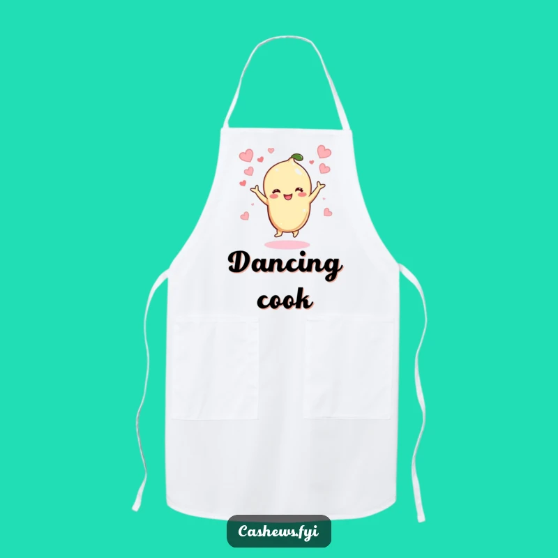 Funny Kawaii Cashew Dancing Apron: Chef's Joyful Nutty Wear, Perfect Funny Gift