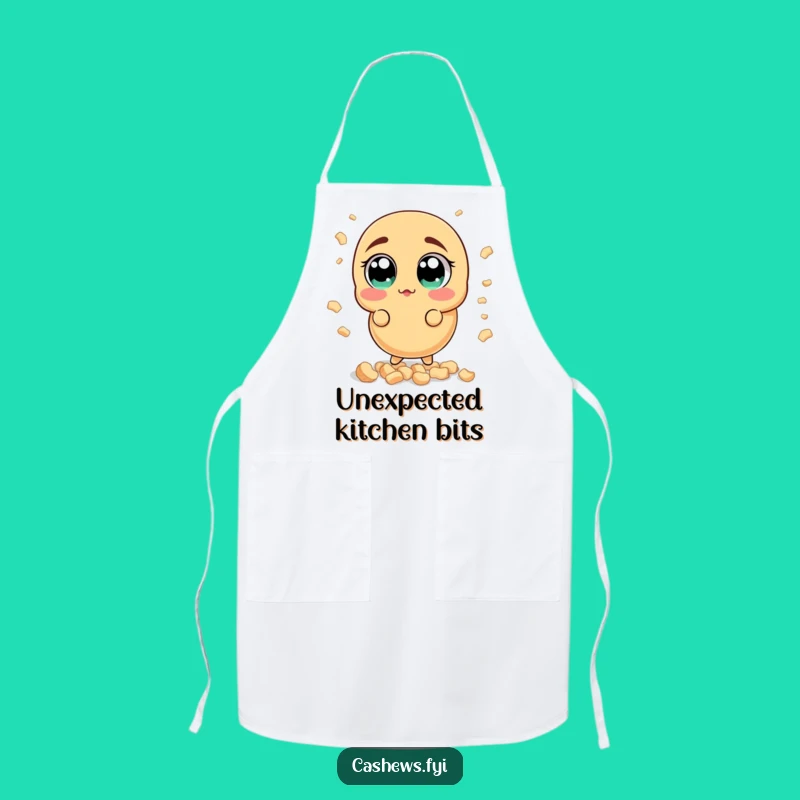 Funny Surprised Cashew Apron: Wide-Eyed Nut Chef Wear, Humorous Kitchen Reaction Gift