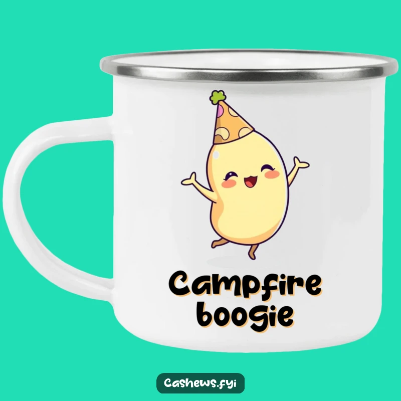 Funny Cashew Camping Mug: Dancing Party Character, Festive Gift