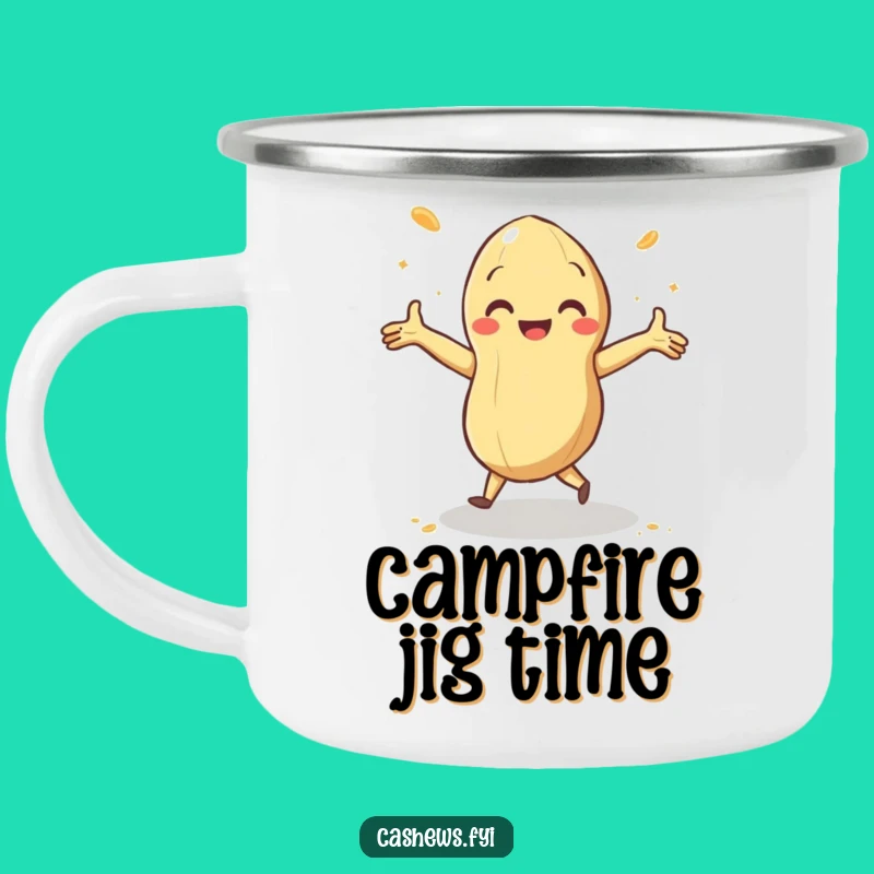 Funny Dancing Cashew Camping Mug: Enjoy Drinks with Nutty Rhythm on Your Adventures