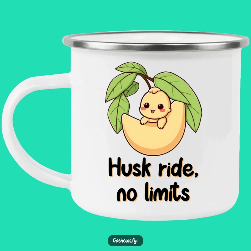 Funny Cashew Adventure Camping Mug: Outdoor Fun Meets Hilarious Nutty Rides