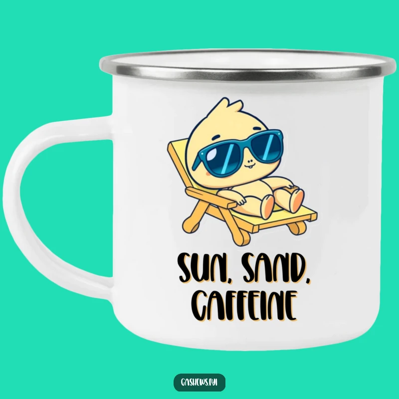 Funny Cashew Beach Bum Camping Mug: Hilarious Character for Outdoor Relaxation, Perfect Gift!