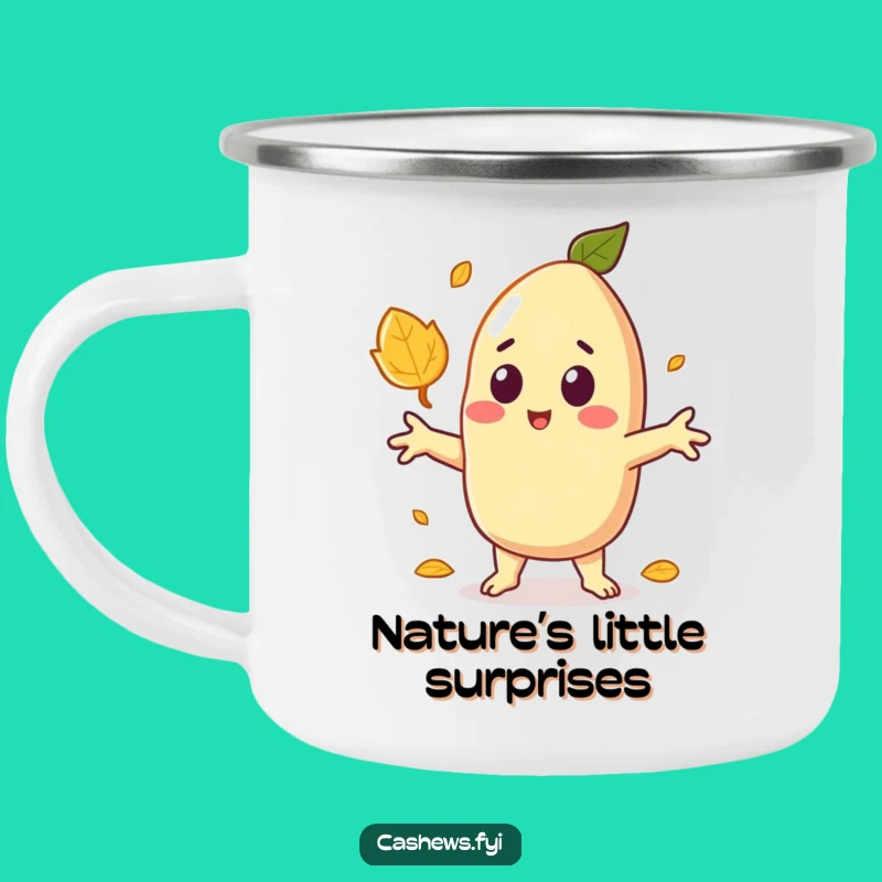 Funny Surprised Cashew Camping Mug: Adventure Surprise Fuel