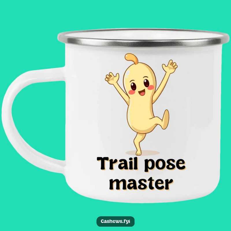 Funny Cashew Pose Camping Mug: Dramatic Nut for Outdoor Poses, Great Gift