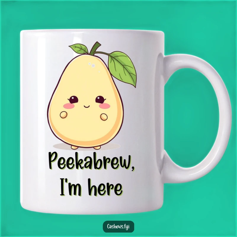 Funny Cashew Peek-a-Boo Mug: Hilarious Character Hiding, Perfect Gift for Nut Lovers!