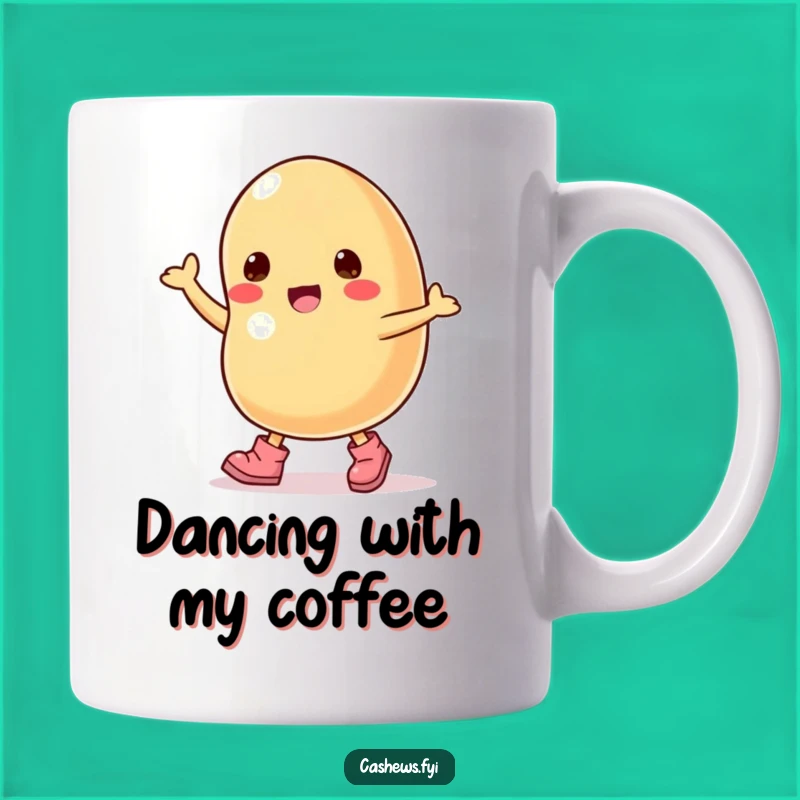 Funny Dancing Cashew Mug - Joyful Nut Character Mug for a Groovy Morning