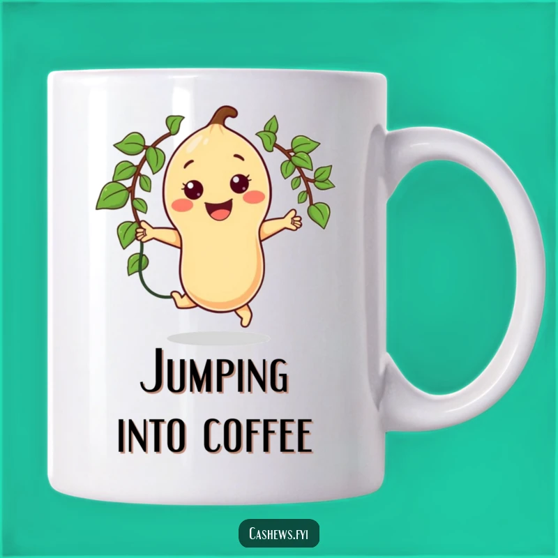 Funny Joyful Cashew Mug: Vine Jumping Kawaii Fitness Fun