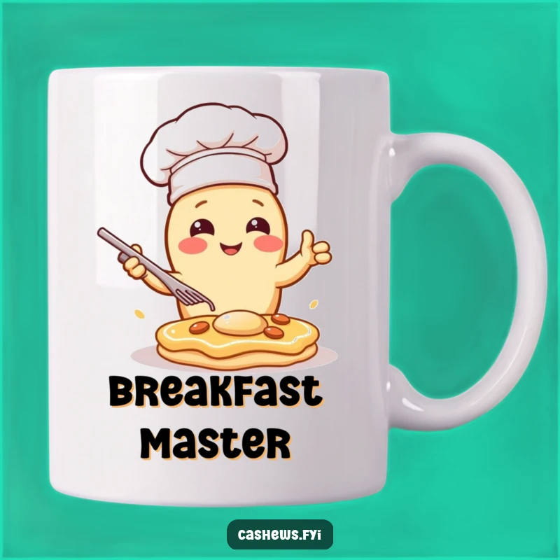 Funny Kawaii Cashew Chef Mug: Flipping Pancakes Dramatically, a Hilarious Gift