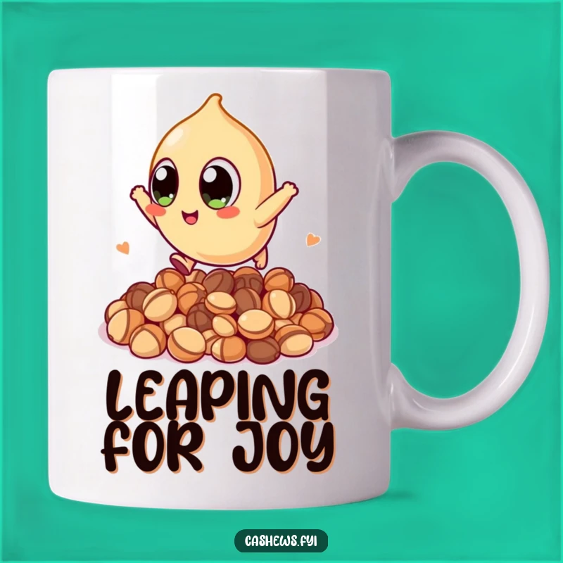 Funny Kawaii Cashew Mug: Big Eyes, Big Leap, Hilarious Nutty Action Gift