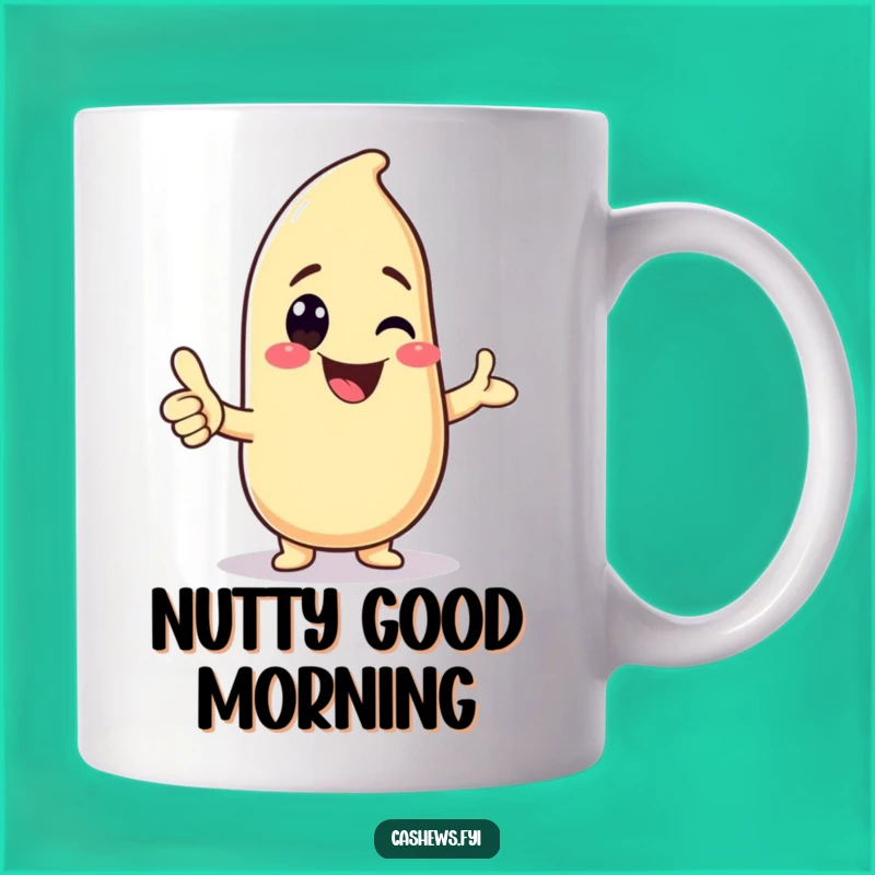 Funny Kawaii Cashew Thumbs-Up Mug: Cute & Cheerful, Perfect Funny Gift for Nut Lovers