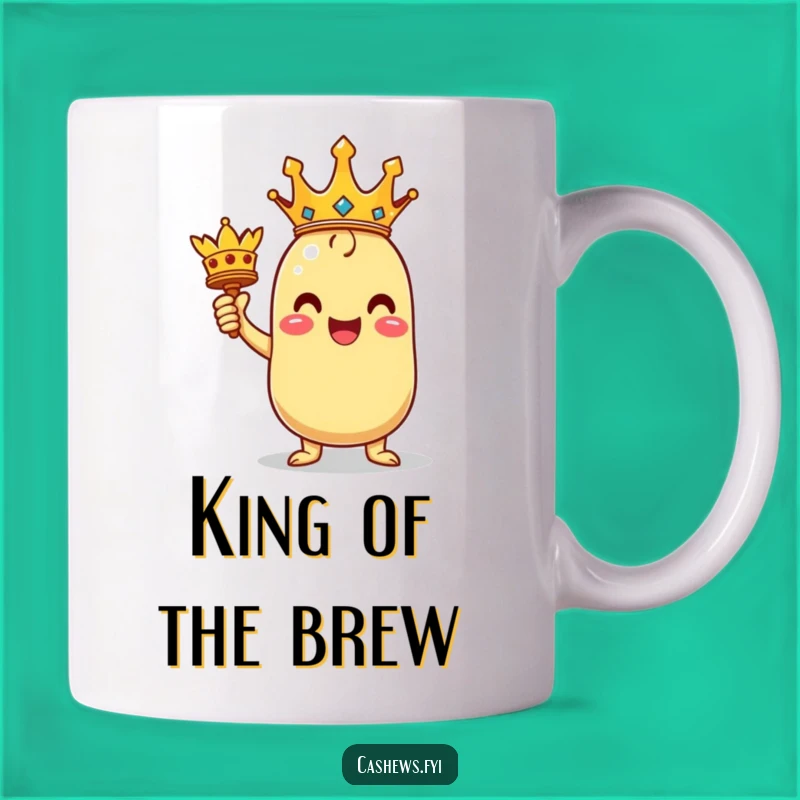 Funny Victorious Cashew Mug: Crowned Champion Kawaii Design