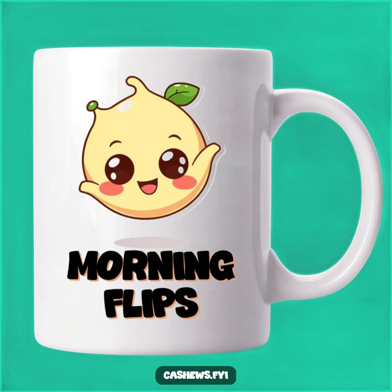 Funny Cashew Acrobat Mug: Cheerful Cashew Doing a Somersault, Perfect Funny Gift