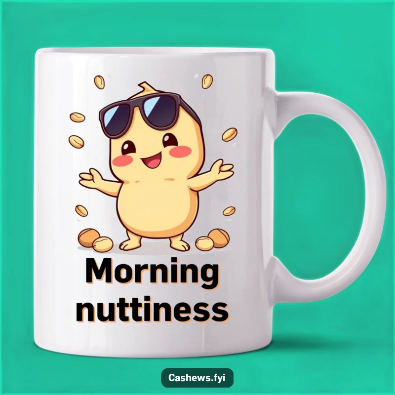 Funny Kawaii Cashew Mug: Cool Sunglasses & Juggling Nuts for a Hilarious Gift