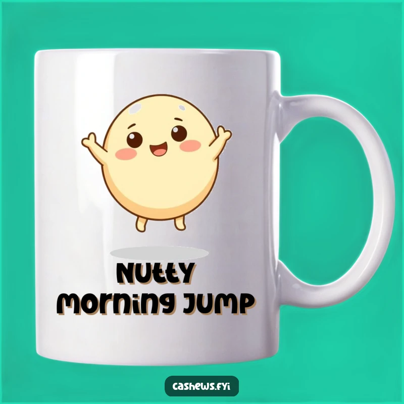 Funny Leaping Cashew Mug: Joyful Nut Art, Perfect Funny Gift for Optimists