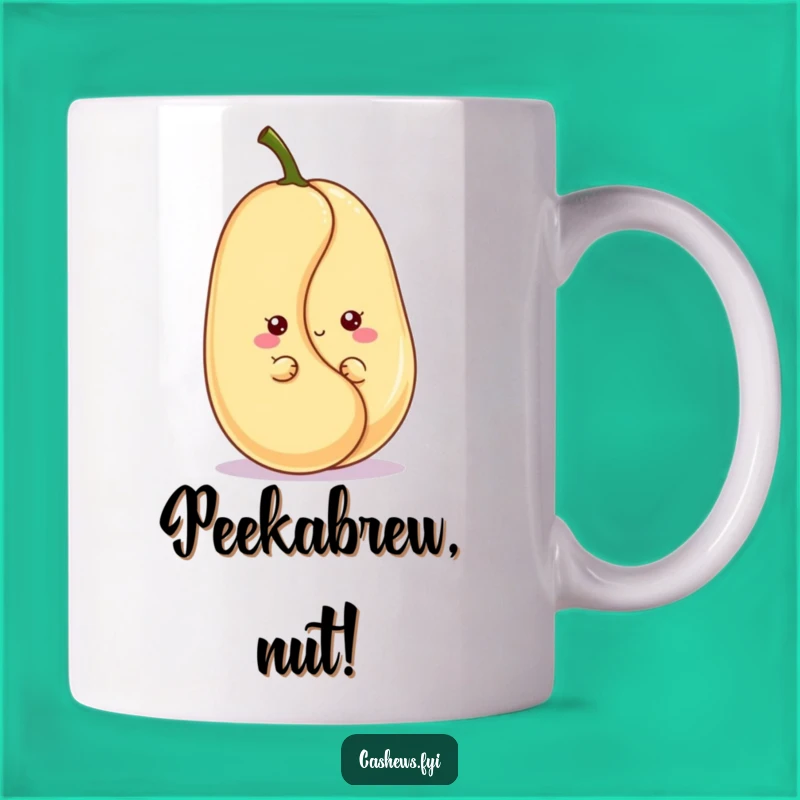 Funny Kawaii Cashew Mug: Adorable Peek-a-Boo Nut for a Cute and Funny Gift