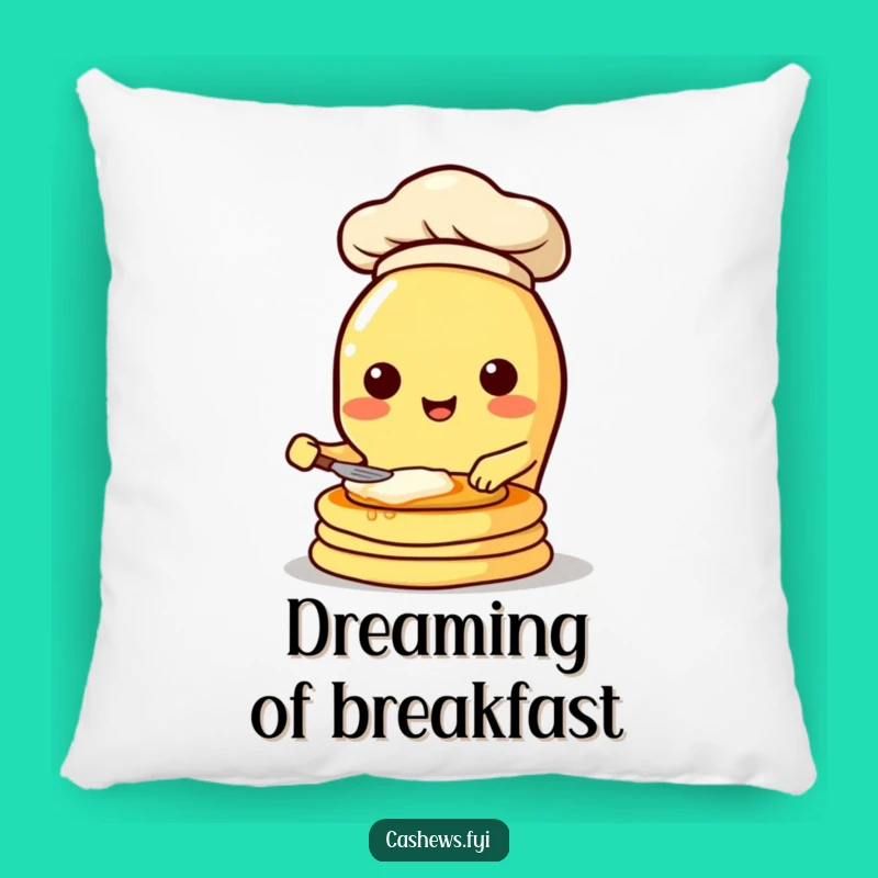 Funny Cashew Chef Pillow: Comfy & Humorous Pancake Flipping Accent