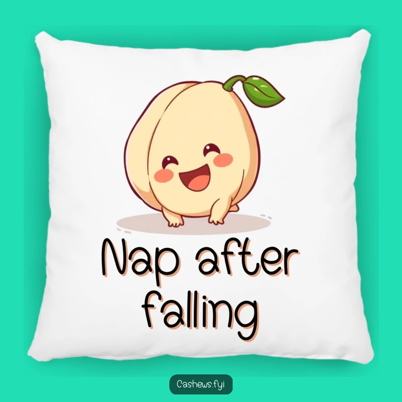 Funny Cashew Pillow: Cozy Tripping Nut Smiling Big Accent