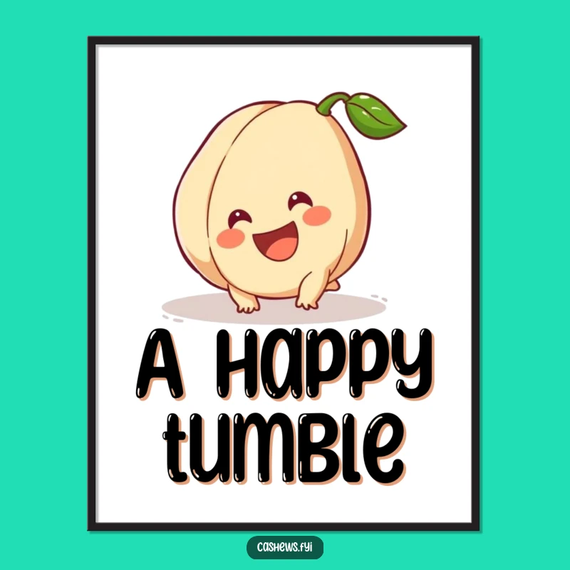 Funny Cashew Digital Art: Tripping Nut Smiling Big Print