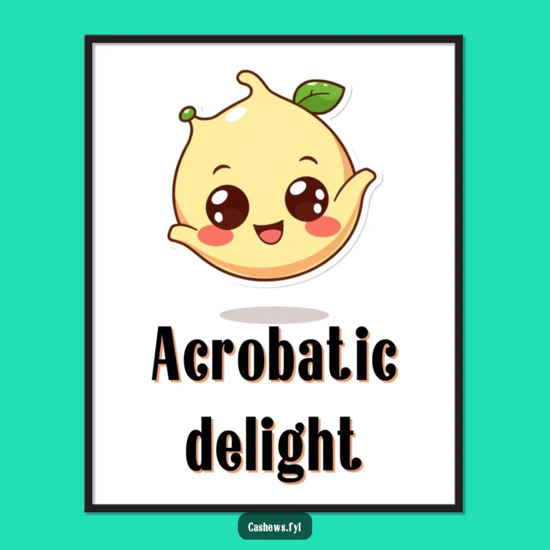 Funny Cashew Digital Art: Cheerful Cashew Somesault for Instant Joyful Decor