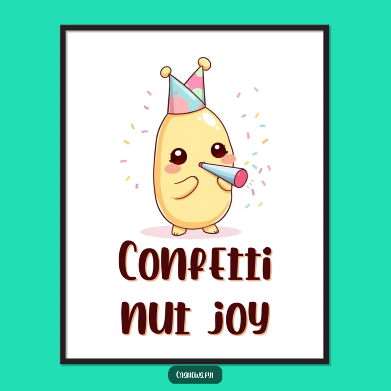 Funny Kawaii Cashew Party Digital Art - Hilarious Nutty Decor for Instant Joy