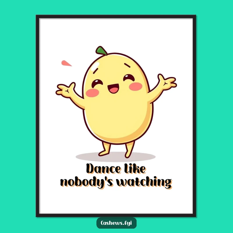 Funny Kawaii Cashew Dance Digital Art - Hilarious Nutty Decor for Energetic Spaces