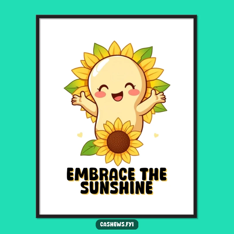 Funny Cashew Nut Sunflower Digital Print - Nature's Embrace, Instant Gift!