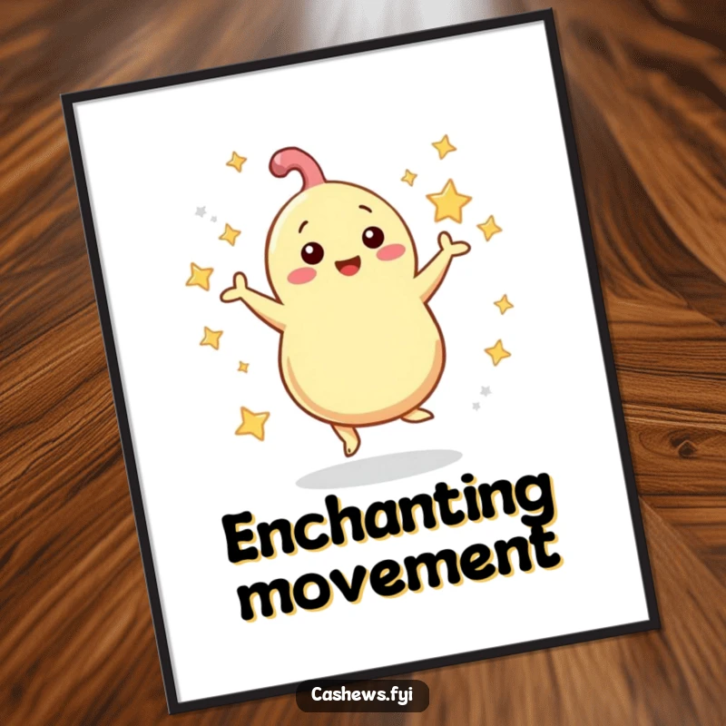 Funny Digital Art Print: A cashew dances with swirling stars, a vibrant and humorous piece for wall decor.