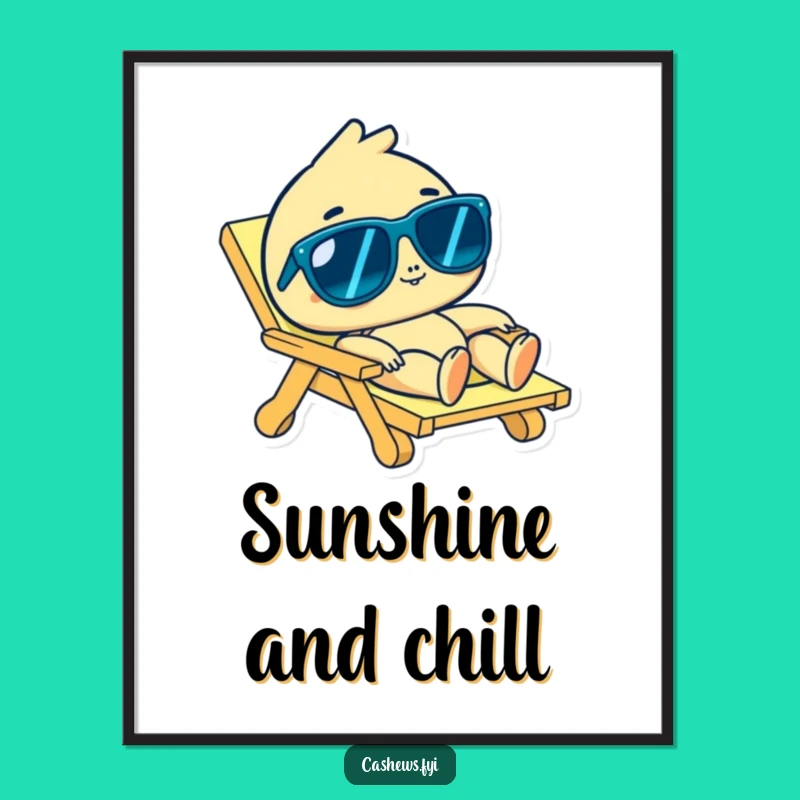 Funny Cashew Beach Bum Digital Art: Hilarious Character Lounging, Perfect Printable Funny Gift!