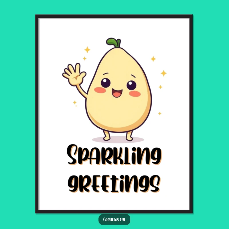 Funny Cashew Hello Digital Art: Instantly Download This Hilarious and Cheerful Scene!