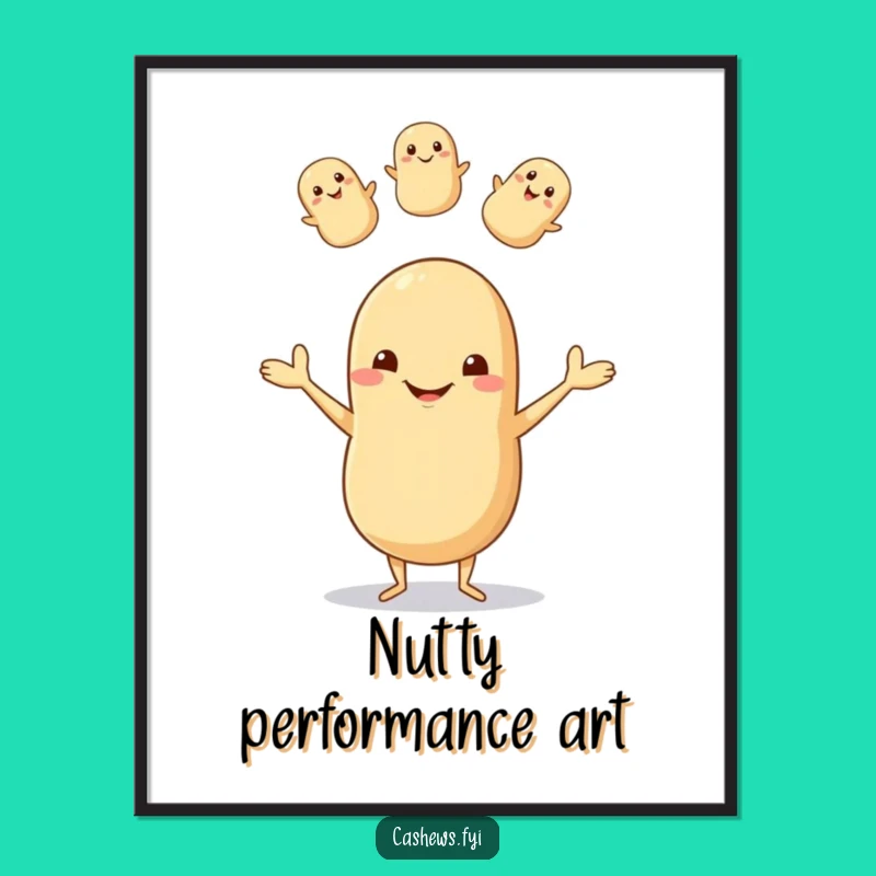 Funny Cashew Juggling Digital Art: High-Res Nutty Artwork for Instant Joyful Decor