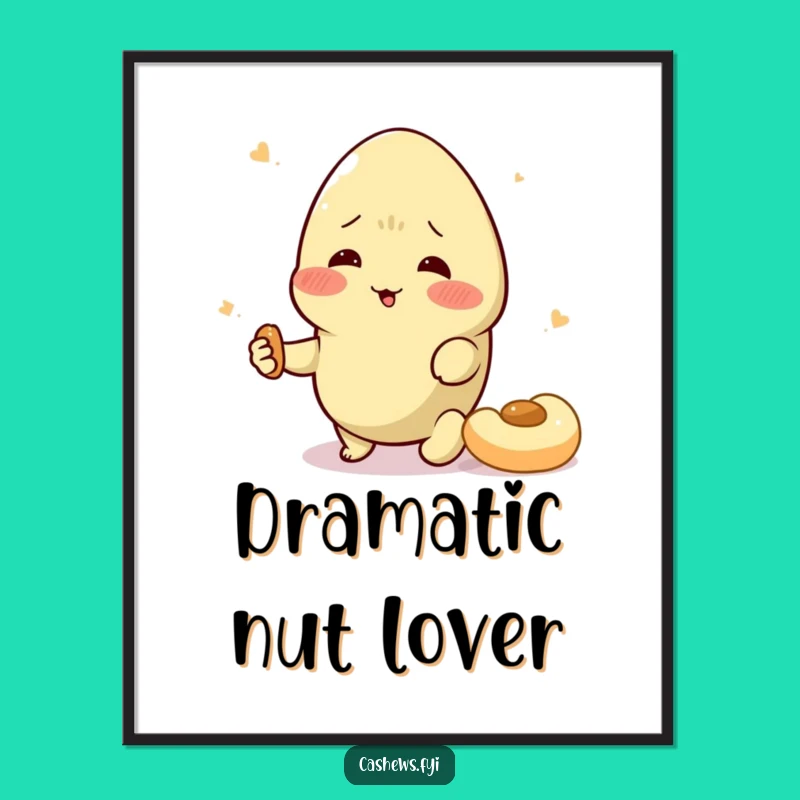 Funny Cashew Swoon Digital Art: Instant Dramatic Decor for Snack Lovers