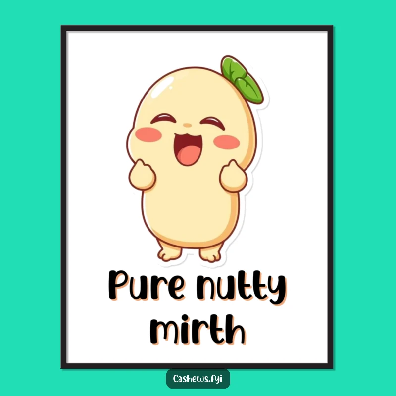 Funny Giggling Cashew Digital Art: Laughing Nut Print, Instant Humorous Gift