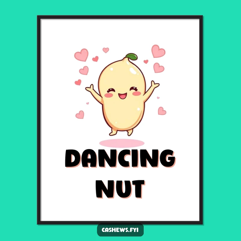 Funny Kawaii Cashew Dancing Digital Art: Instant Joy, Hilarious Funny Gift