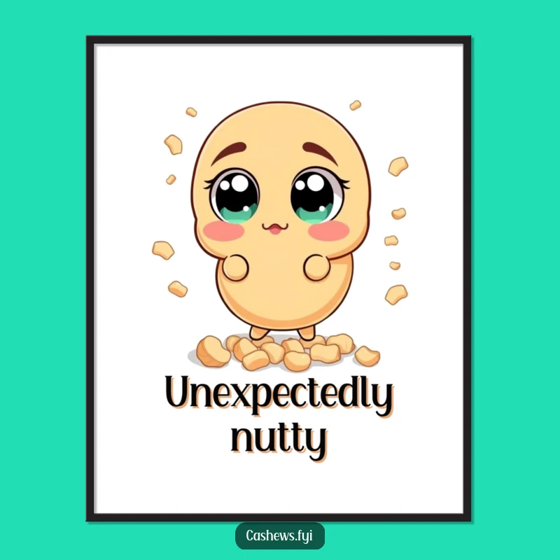 Funny Surprised Cashew Digital Art: Wide-Eyed Nut Printable, Instant Reaction Decor