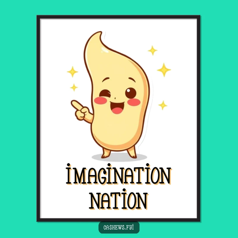 Funny Cashew Digital Art: Excited Character, Imaginary Cashew, Instant Gift