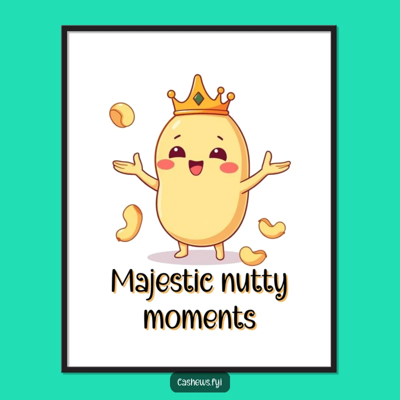 Funny Kawaii Cashew King Digital Art - Instant Regal & Hilarious Decor