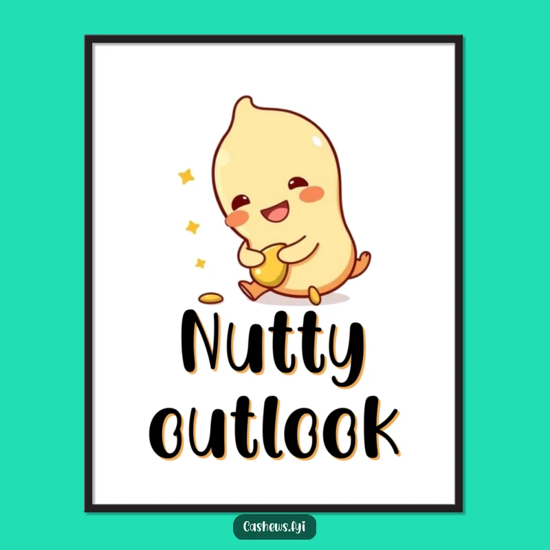 Funny Cashew Digital Art: Hilarious Tripping Character, Instant Gift Download