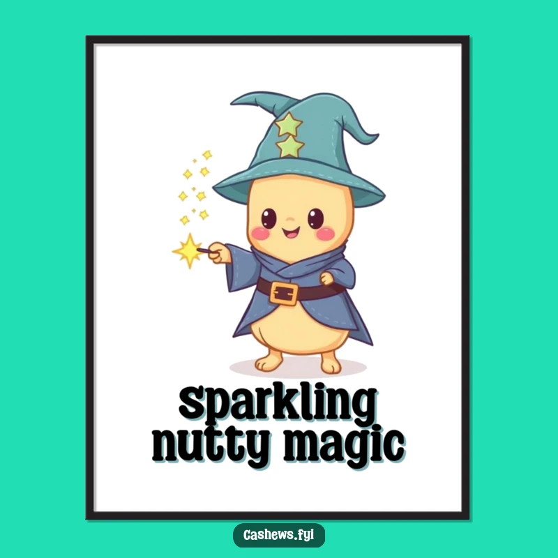 Funny Kawaii Cashew Wizard Digital Art - Instant Magical & Hilarious Decor