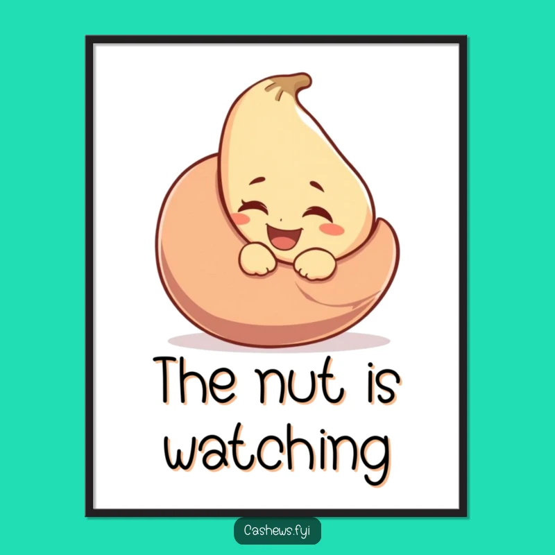 Funny Winking Cashew Digital Art: Playful Nutty Artwork for Instant Cheeky Wall Decor