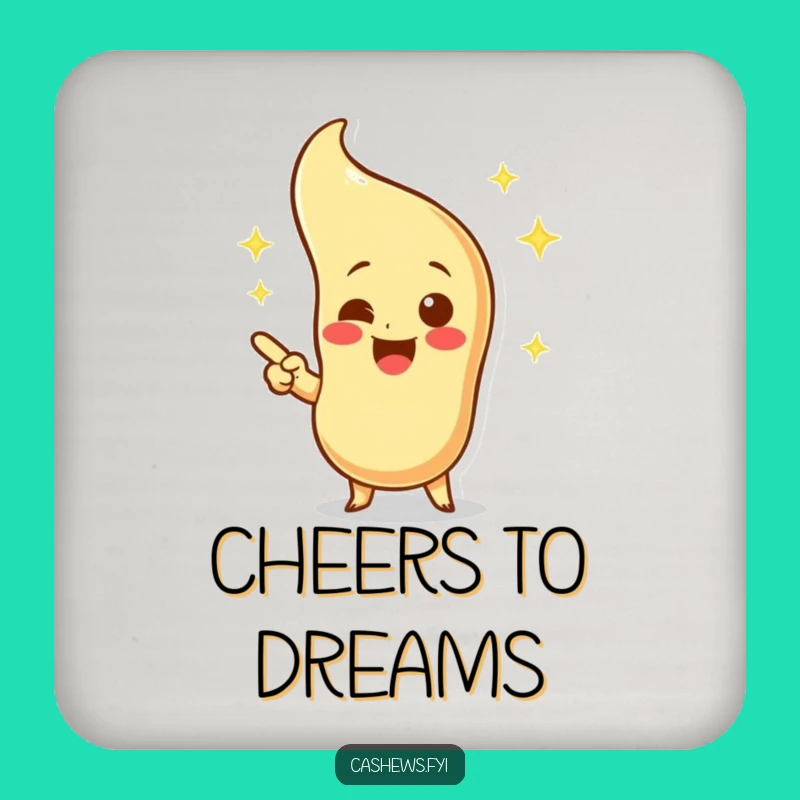 Funny Cashew Coaster: Excited Character, Imaginary Cashew, Perfect Gift