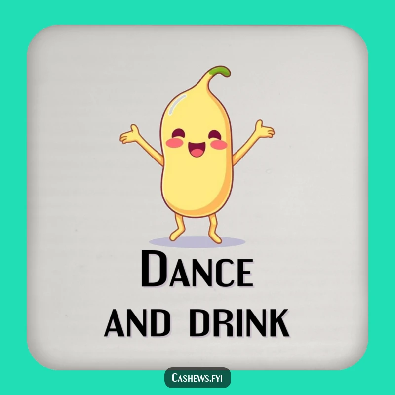 Funny Kawaii Cashew Dance Coasters (Set of 4) - Joyful & Hilarious Protection