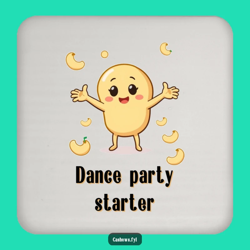 Funny Cashew Dance Coaster Set: Protect Surfaces with Energetic Nutty Character Art
