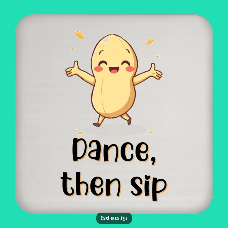 Funny Dancing Cashew Coaster: Protect Surfaces with Nutty Rhythm and Joyful Style