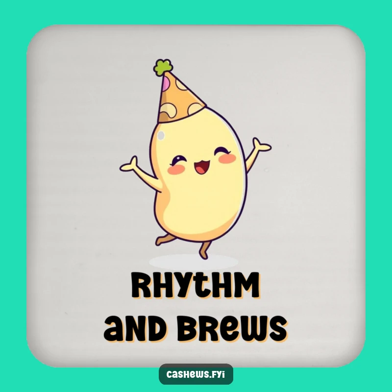 Funny Cashew Coaster: Dancing Party Character, Festive Gift