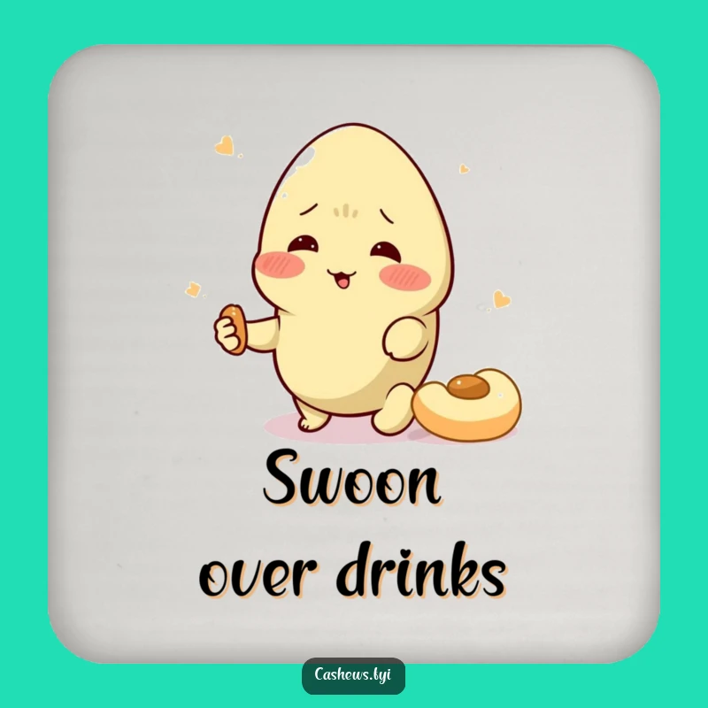 Funny Cashew Swoon Coaster Set: Protect Surfaces with Dramatic Nutty Character Art