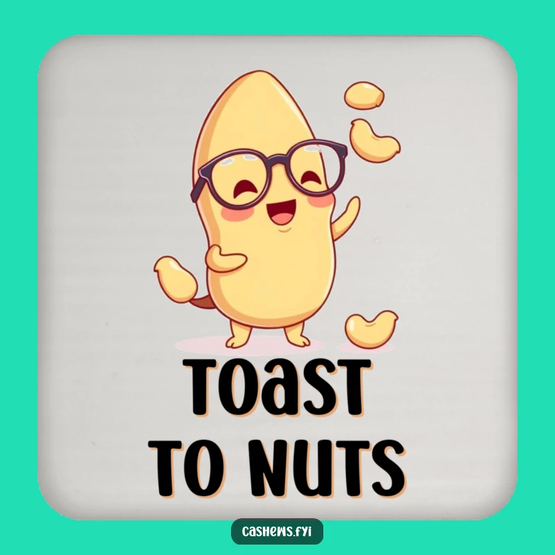 Funny Kawaii Cashew Drink Coaster: Spectacled Juggler Protector, Humorous Table Gift