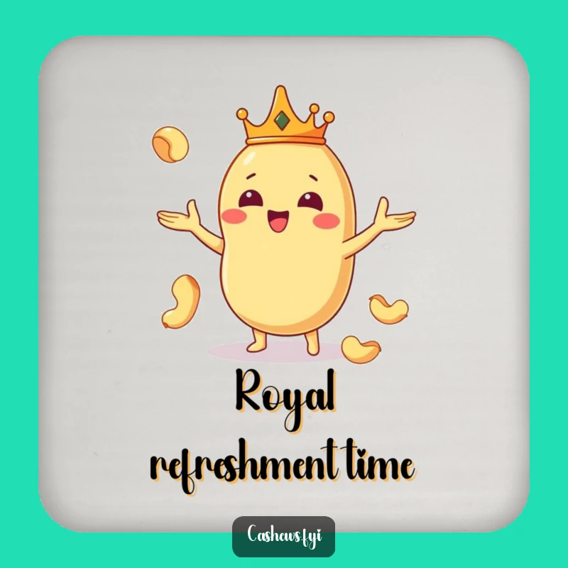 Funny Kawaii Cashew King Coasters (Set of 4) - Regal & Hilarious Table Savers
