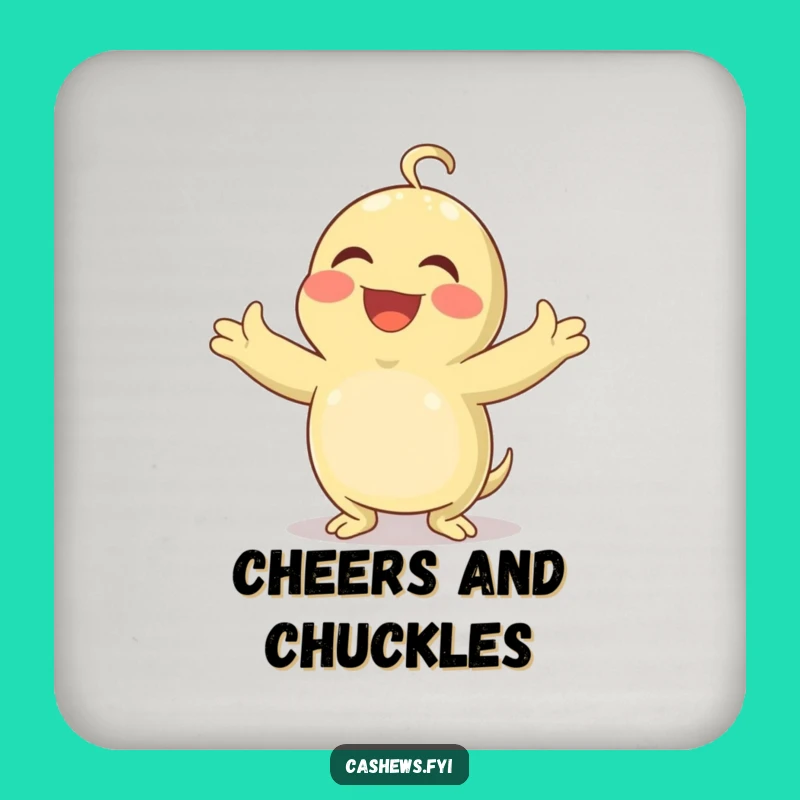 Funny Laughing Cashew Coaster: Protect Surfaces with Joyful Hilarity