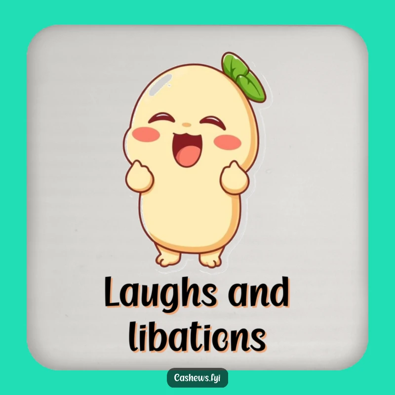 Funny Giggling Cashew Coaster: Laughing Nut Decor, Hilarious Housewarming Gift