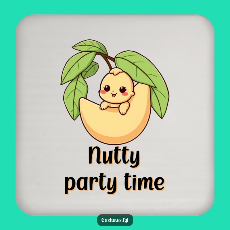 Funny Cashew Adventure Coaster Set: Protect Surfaces with Joyful Nutty Character Art